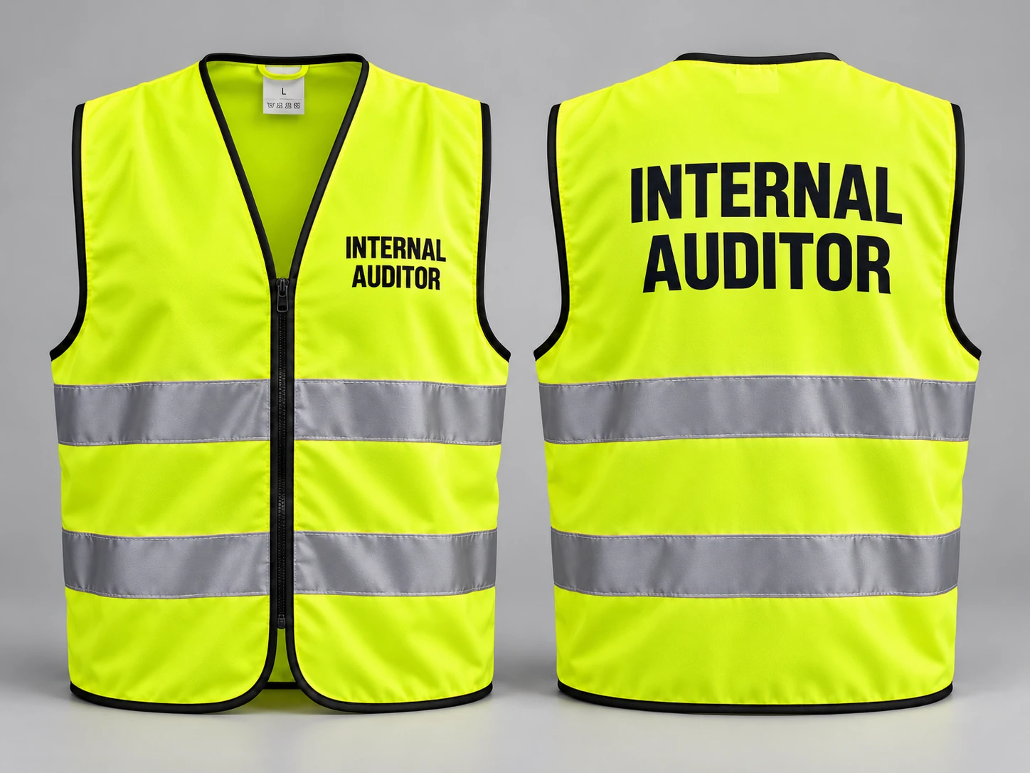 High-visibility Internal Auditor vest with reflective elements.